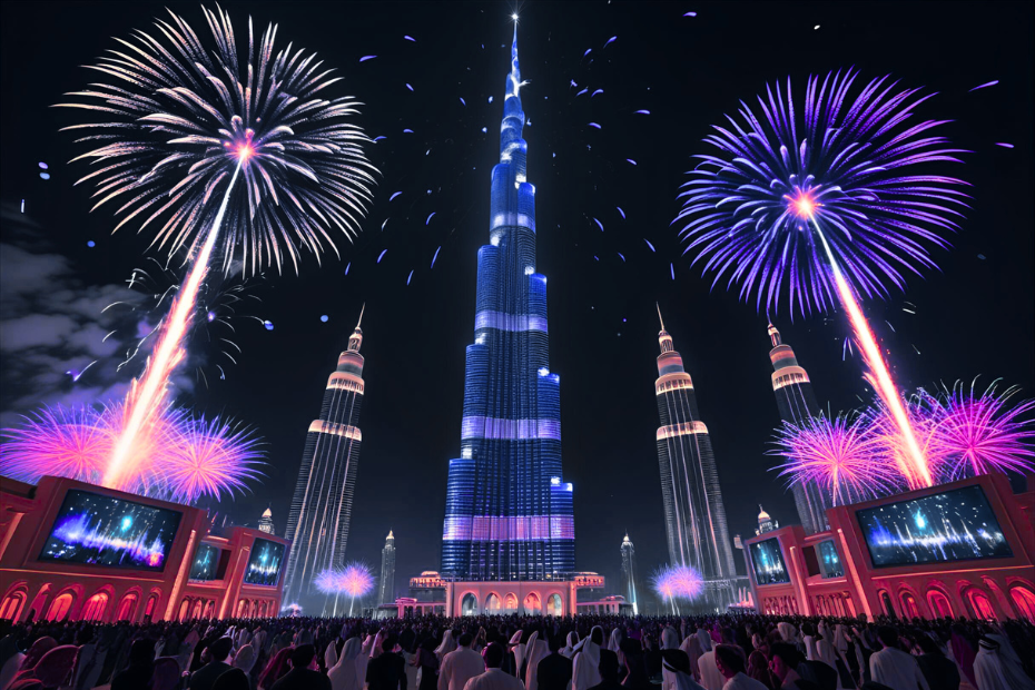 Dubai , Burj Khalifa fireworks tour