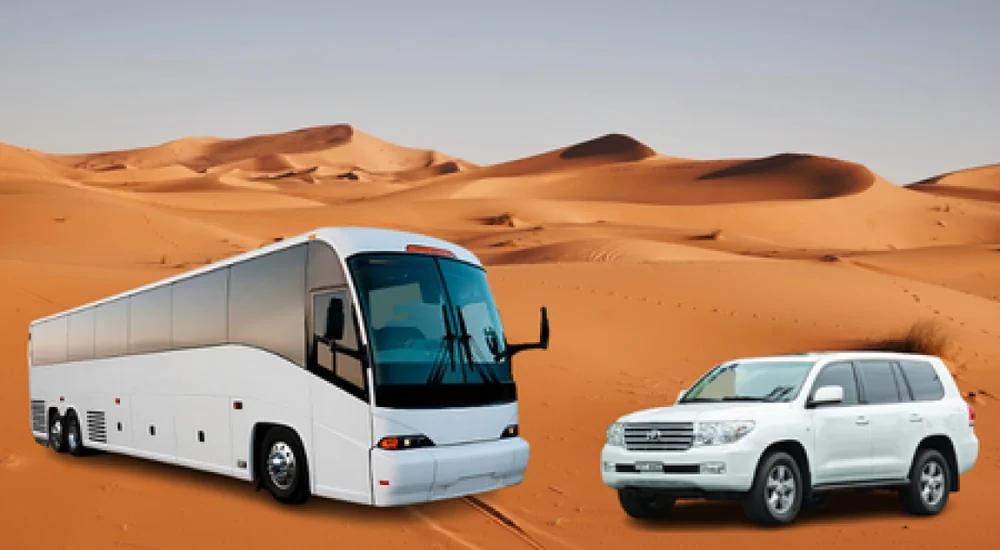 (by bus pick and drop desert safari dubai